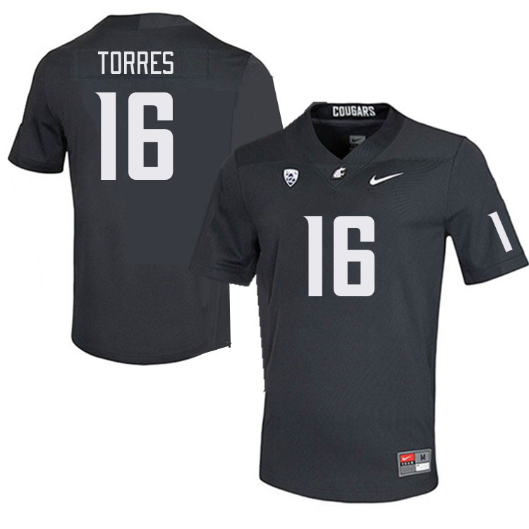 Men #16 Ethan Torres Washington State Cougars College Football Jerseys Stitched Sale-Charcoal - Click Image to Close